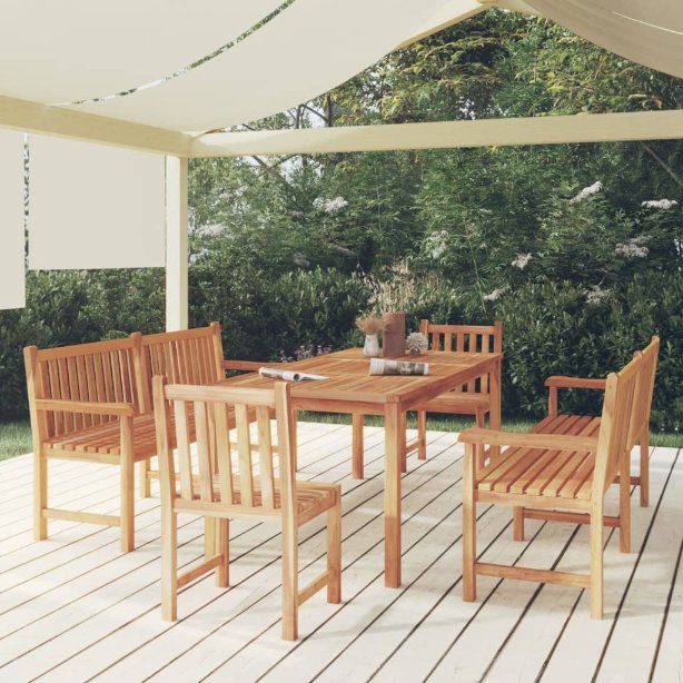 vidaXL Conjunto de jantar de jardim de 7 peças 180x90 cm madeira de teca maciça