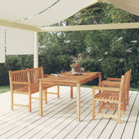 vidaXL Conjunto de jantar de jardim de 5 peças, 180x90 cm, madeira de teca maciça