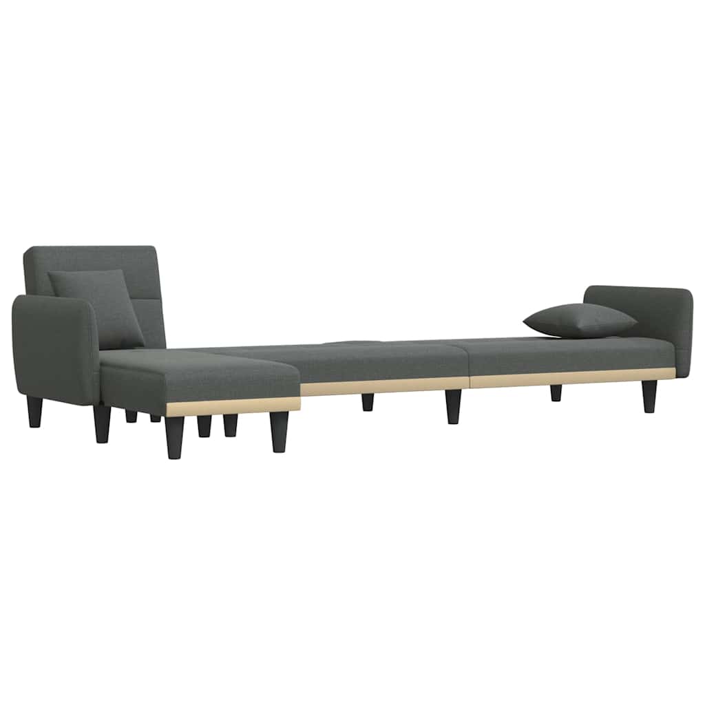 vidaXL Sofá-cama em forma de L 275x140x70 cm tecido cinzento-escuro