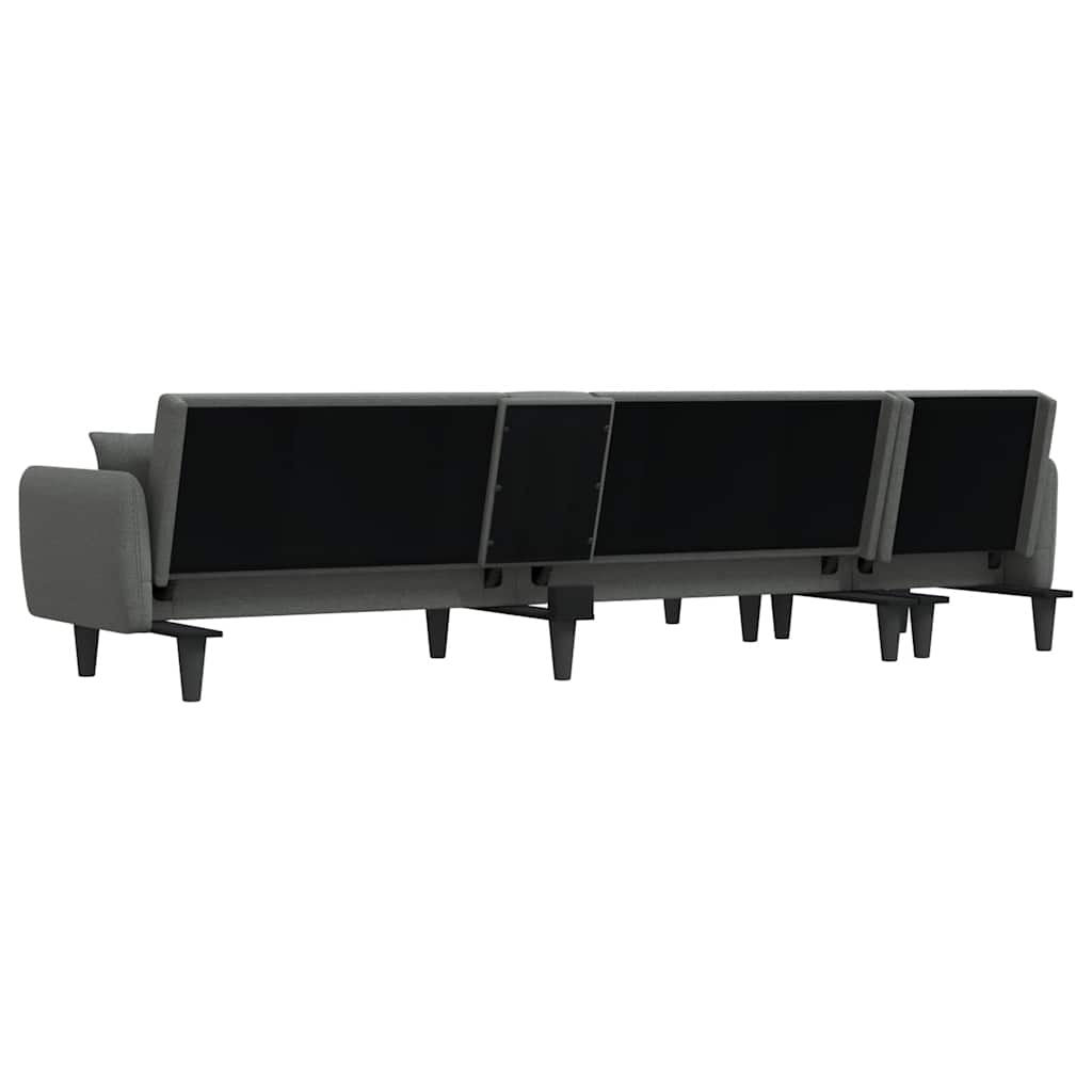 vidaXL Sofá-cama em forma de L 275x140x70 cm tecido cinzento-escuro