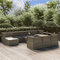 vidaXL 11 pcs conjunto lounge de jardim c/ almofadões vime PE cinzento