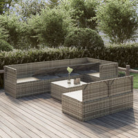 vidaXL 8 pcs conjunto lounge de jardim c/ almofadões vime PE cinzento