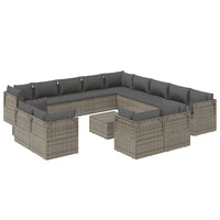 vidaXL 14 pcs conjunto lounge de jardim c/ almofadões vime PE cinzento