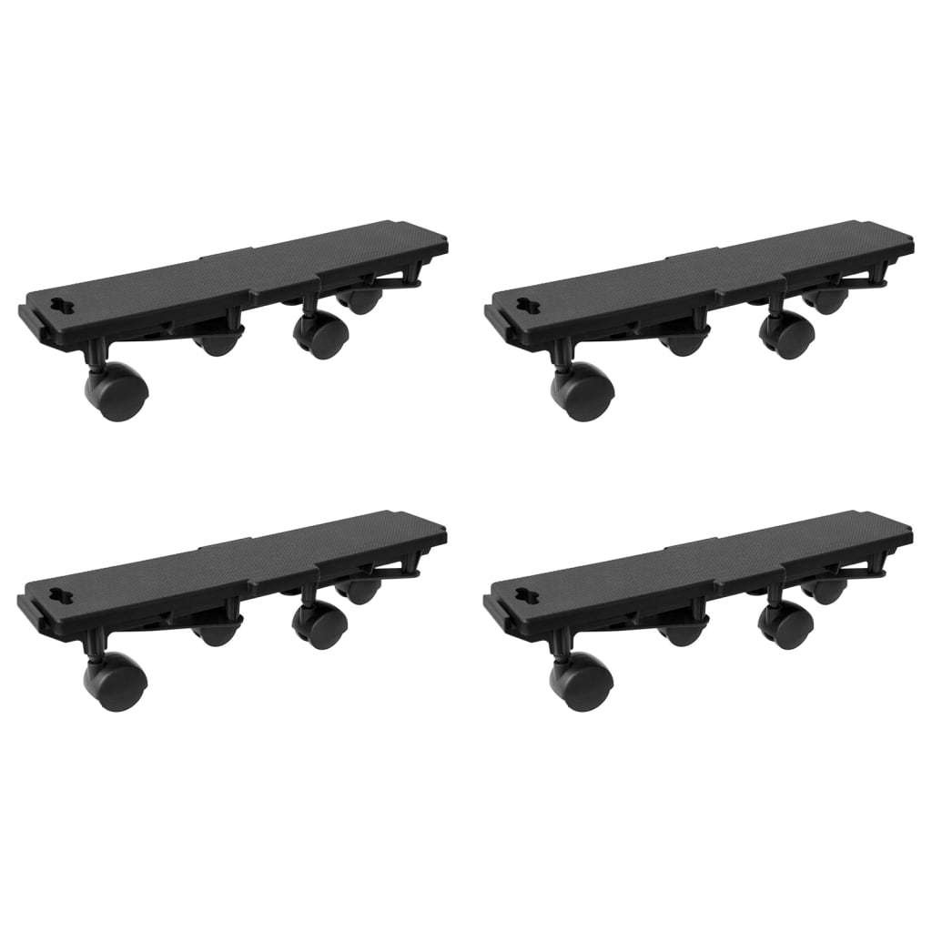 vidaXL Carrinhos de transporte 4 rodas 2 pcs polipropileno 170kg preto