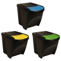 vidaXL Caixotes do lixo empilháveis 3 pcs 75 L polipropileno cinzento