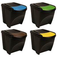 vidaXL Caixotes do lixo empilháveis 3 pcs 75 L polipropileno cinzento