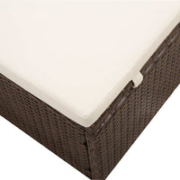 vidaXL Espreguiçadeira com toldo e almofadão vime PE castanho