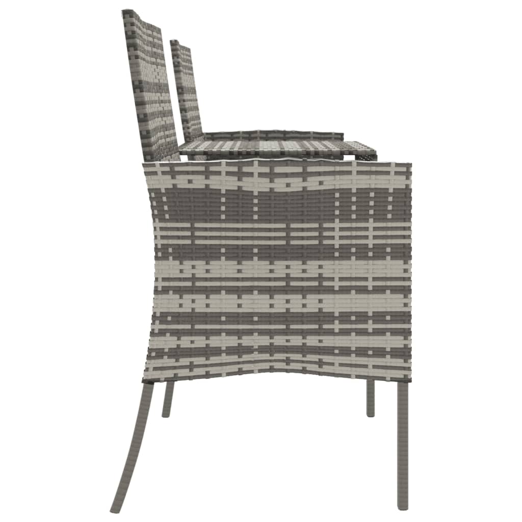 vidaXL Banco de jardim 2 lugares c/ mesa de centro vime PE antracite