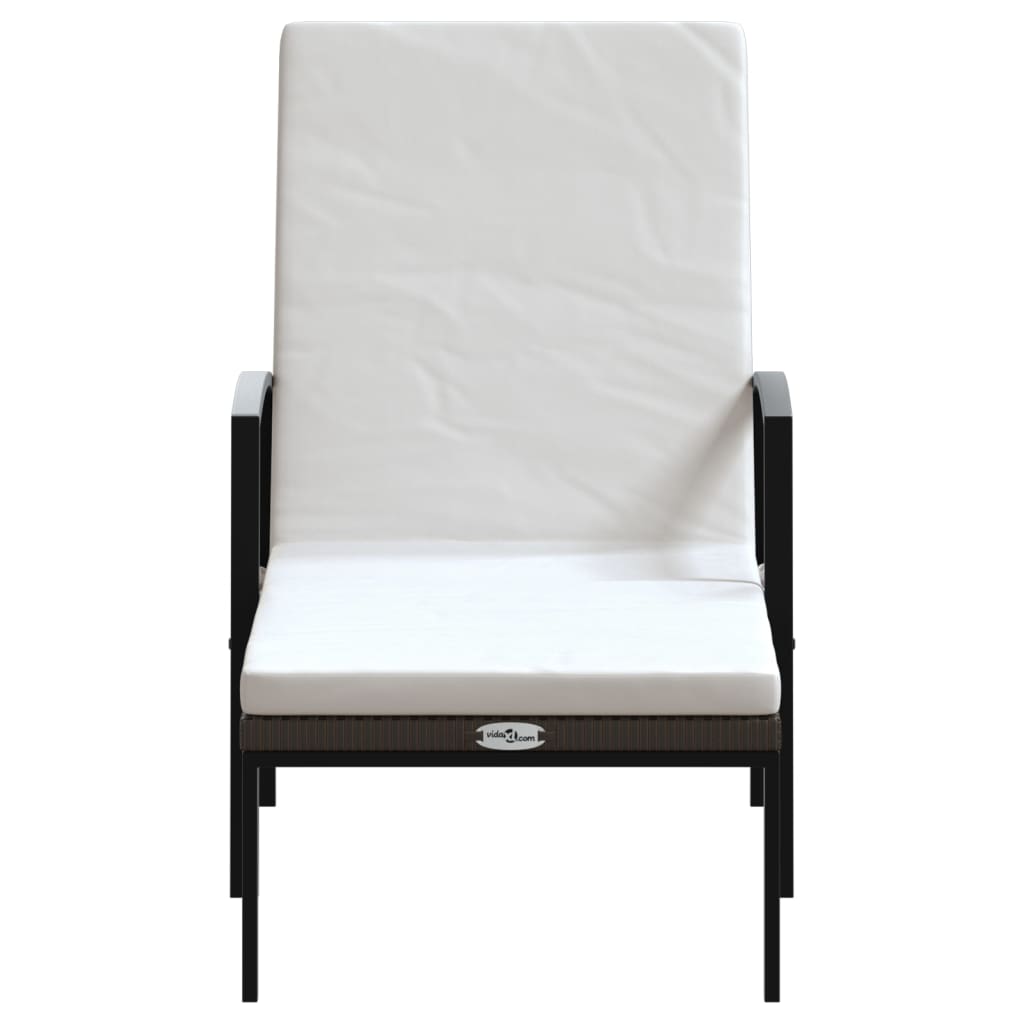 vidaXL Espreguiçadeiras com mesa 2 pcs vime PE castanho