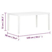 vidaXL Mesa de jardim 150x90x72 cm PP branco