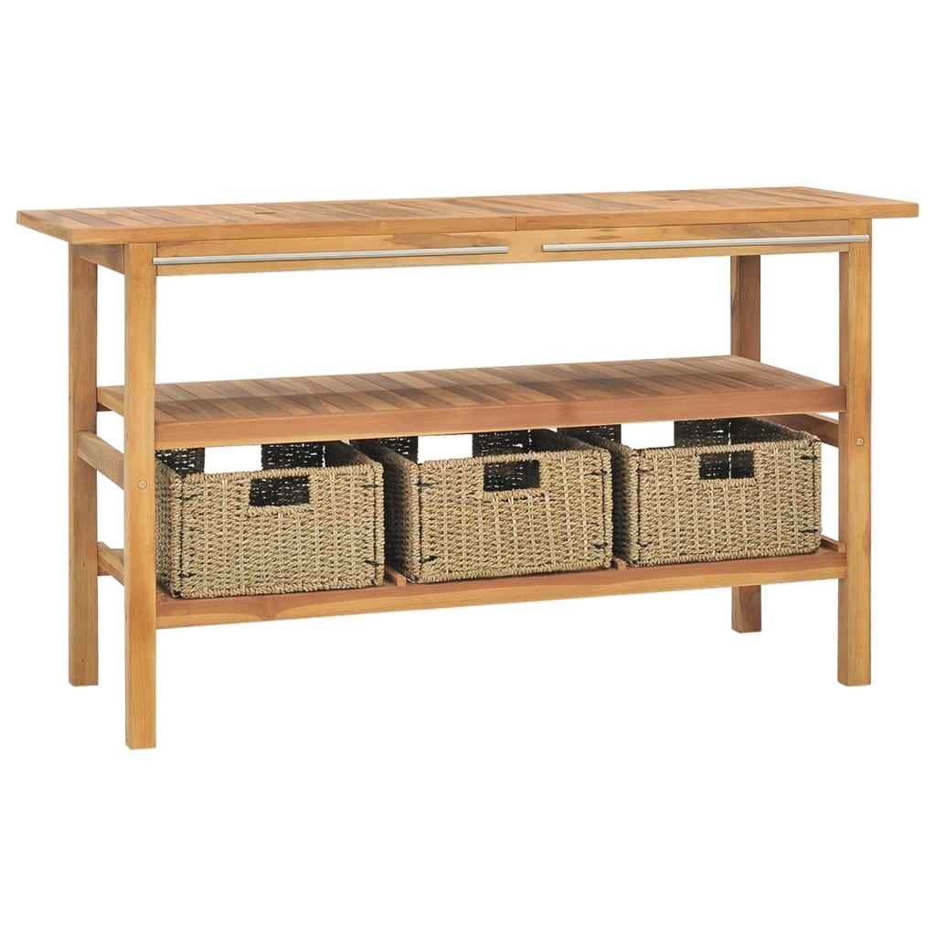 vidaXL Móvel lavatório teca maciça 74x45x75 cm