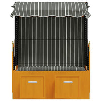 vidaXL Strandkorb com toldo vime PE e madeira maciça preto e cinzento