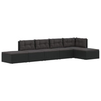 vidaXL 6 pcs conjunto lounge de jardim c/ almofadões vime PE preto