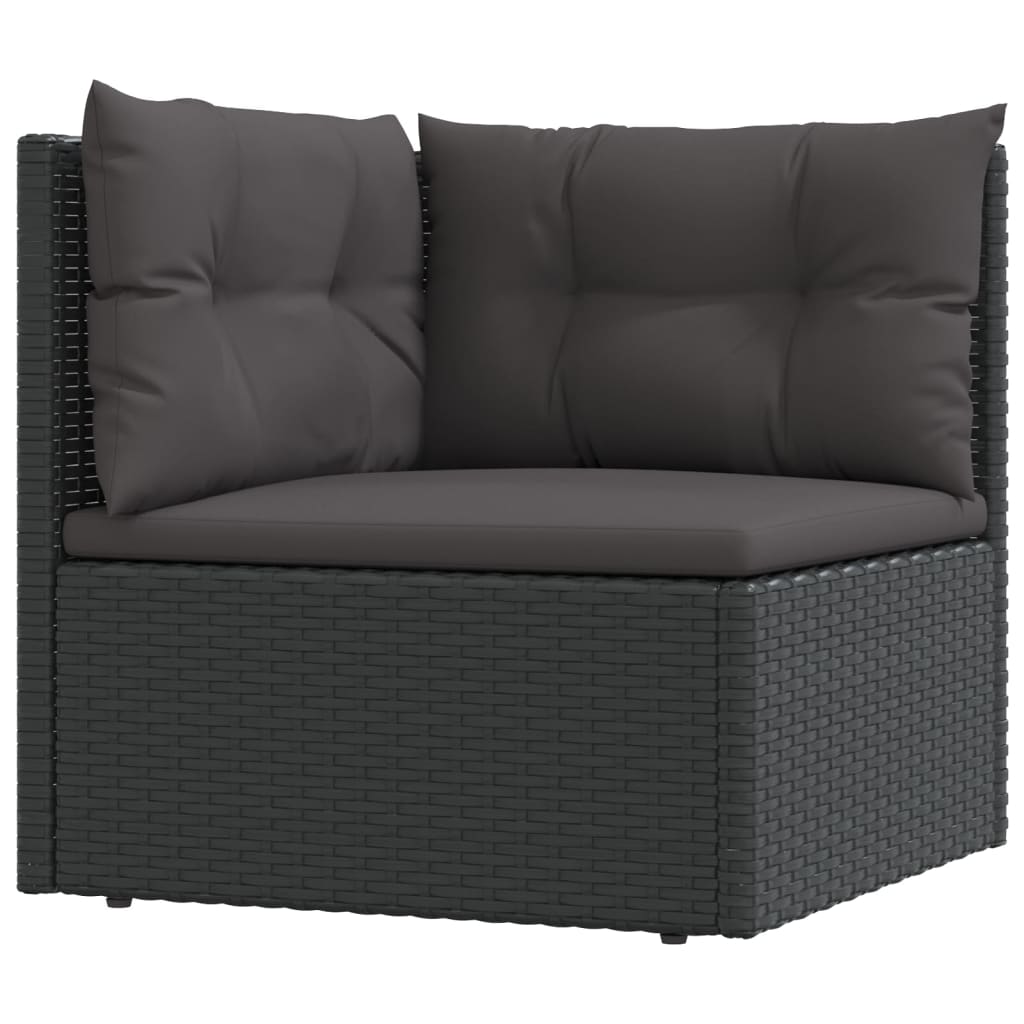 vidaXL 6 pcs conjunto lounge de jardim c/ almofadões vime PE preto