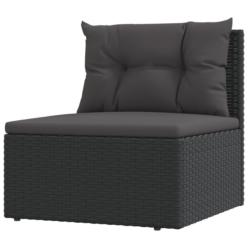 vidaXL 6 pcs conjunto lounge de jardim c/ almofadões vime PE preto