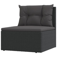 vidaXL 6 pcs conjunto lounge de jardim c/ almofadões vime PE preto