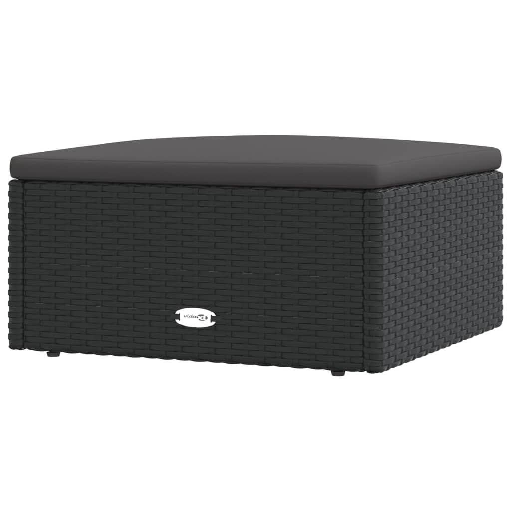 vidaXL 6 pcs conjunto lounge de jardim c/ almofadões vime PE preto