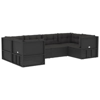 vidaXL 6 pcs conjunto lounge de jardim c/ almofadões vime PE preto