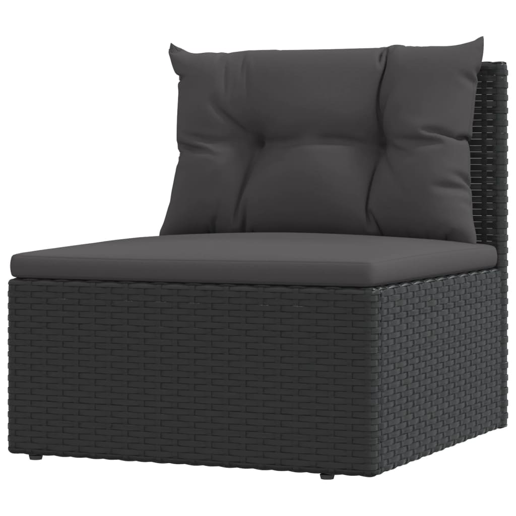 vidaXL 6 pcs conjunto lounge de jardim c/ almofadões vime PE preto