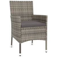 vidaXL 3 pcs conjunto de jantar p/ jardim c/ almofadões vime PE cinza