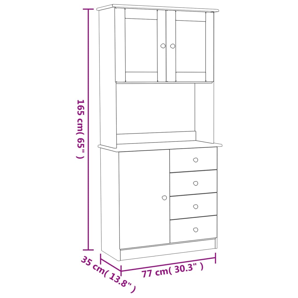 vidaXL Aparador alto ALTA 77x35x165 cm madeira de pinho maciça branco