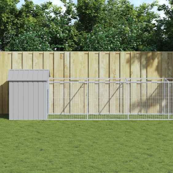 vidaXL Casota para cães com parque aço galvanizado antracite