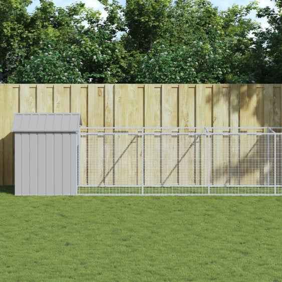 vidaXL Casota para cães com parque aço galvanizado antracite