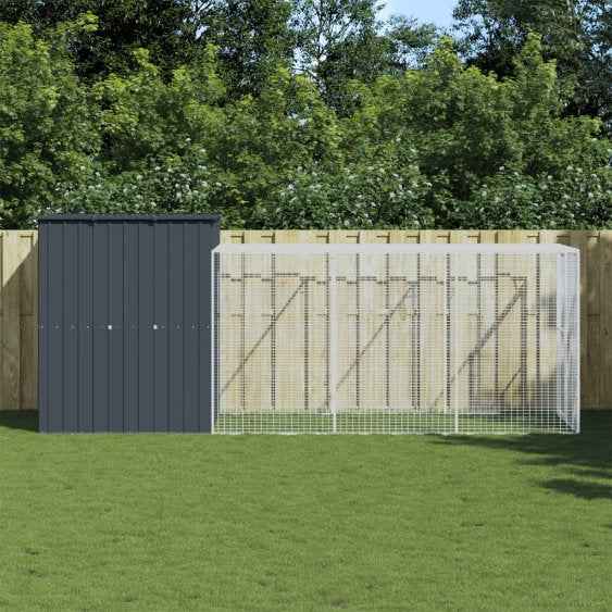 vidaXL Galinheiro com anexo 165x251x181 cm aço galvanizado antracite