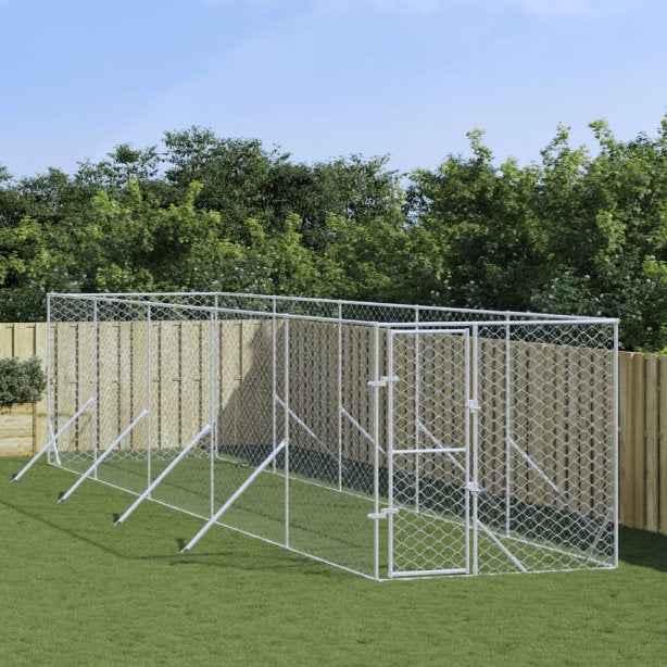 vidaXL Canil de exterior 2x2x2 m aço galvanizado prateado