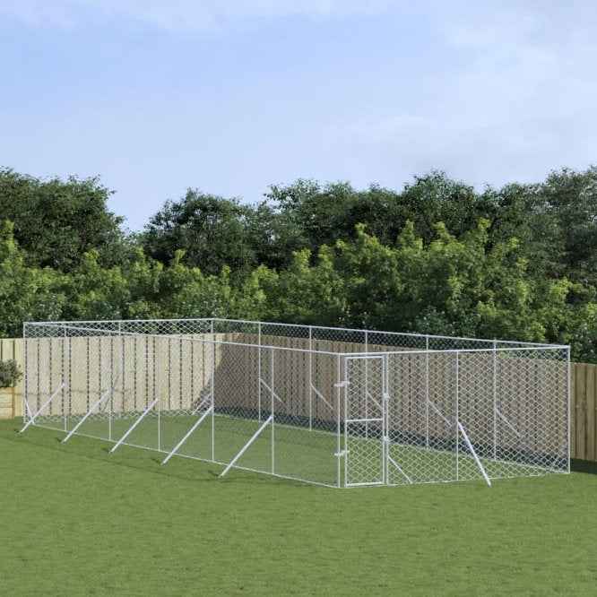 vidaXL Canil de exterior 2x2x2 m aço galvanizado prateado