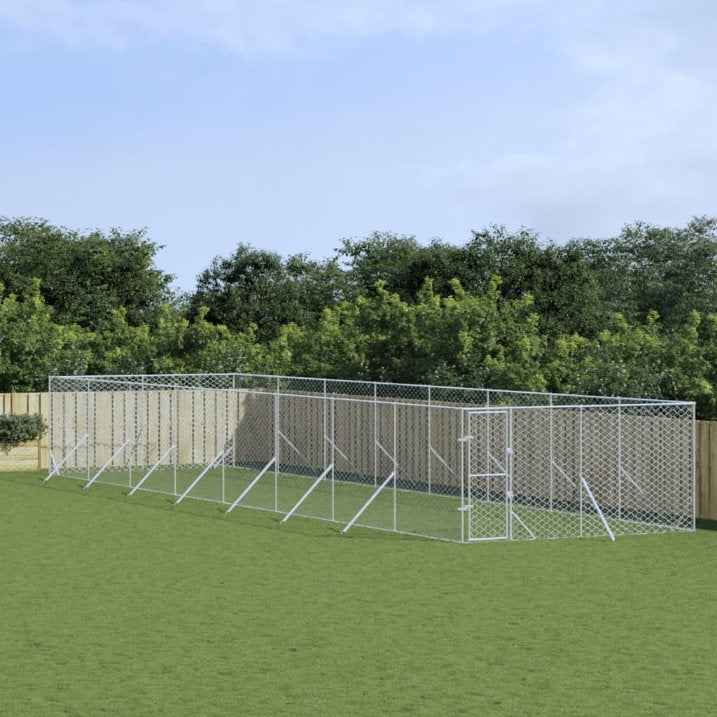 vidaXL Canil de exterior 2x2x2 m aço galvanizado prateado