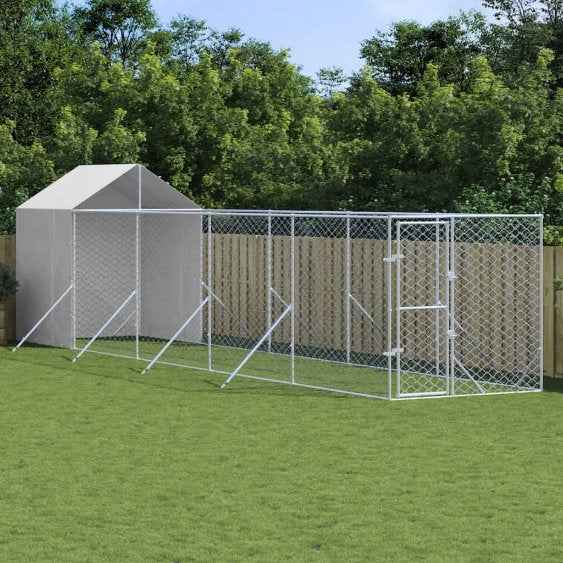 vidaXL Canil de exterior com teto 2x2x2,5m aço galvanizado prateado