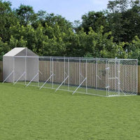 vidaXL Canil de exterior com teto 2x2x2,5m aço galvanizado prateado