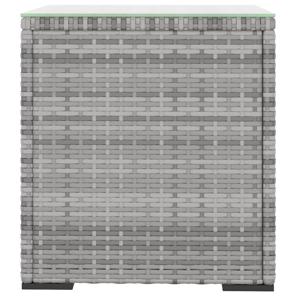 vidaXL Mesa de apoio 40x37x40,5 cm vime PE e vidro temperado cinza