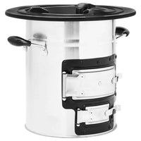 vidaXL Fogão lenha de campismo 51,5x35x30,5 cm aço inoxidável prateado