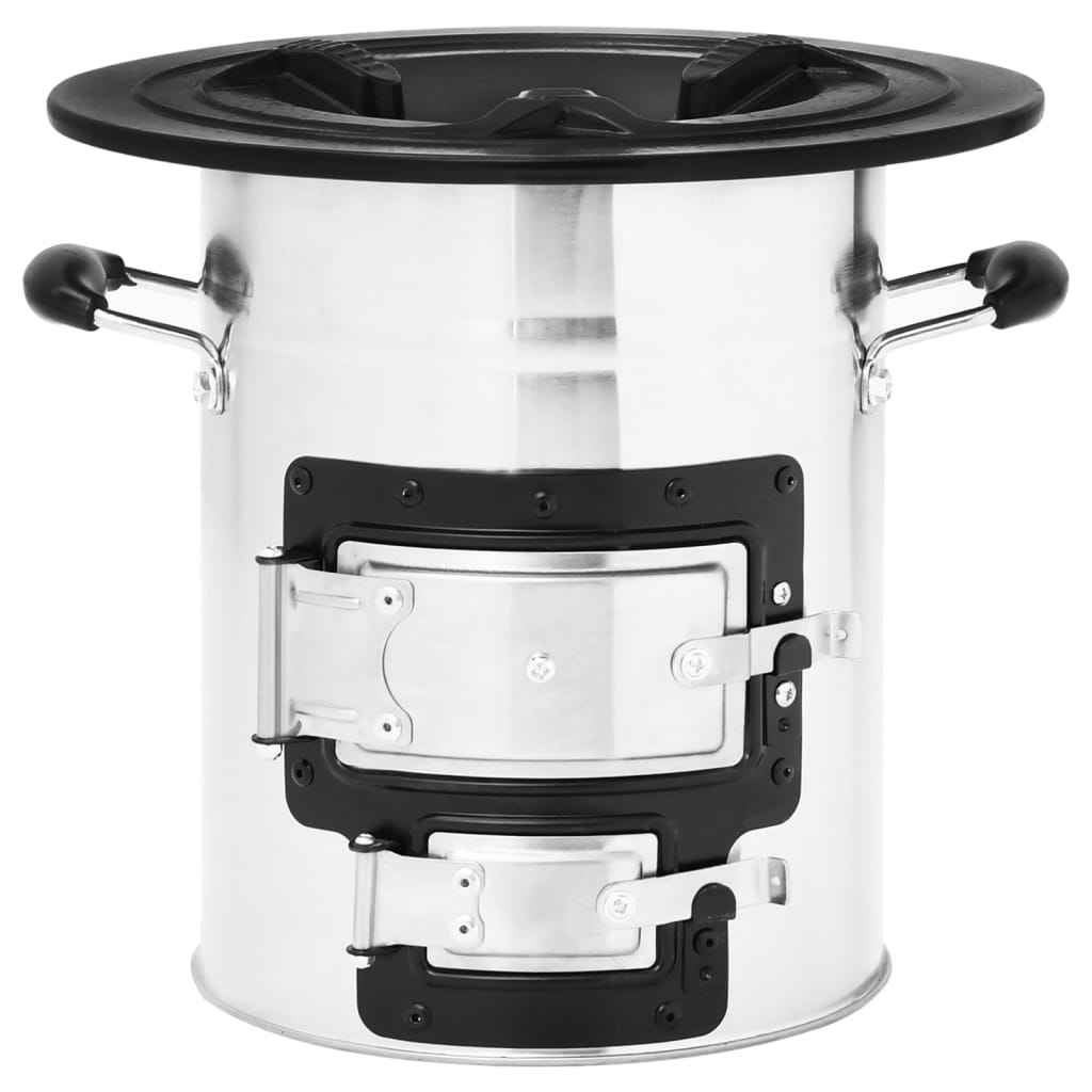 vidaXL Fogão lenha de campismo 51,5x35x30,5 cm aço inoxidável prateado