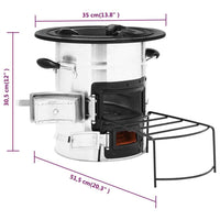 vidaXL Fogão lenha de campismo 51,5x35x30,5 cm aço inoxidável prateado