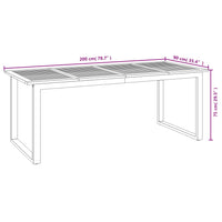 vidaXL Mesa jardim c/ pernas em forma de U 200x90x75 cm acácia maciça