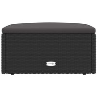 vidaXL Apoio de pés para jardim com almofadão vime PE preto