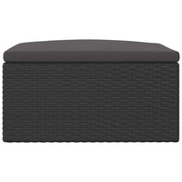 vidaXL Apoio de pés para jardim com almofadão vime PE preto