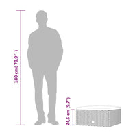 vidaXL Apoio de pés para jardim com almofadão vime PE preto