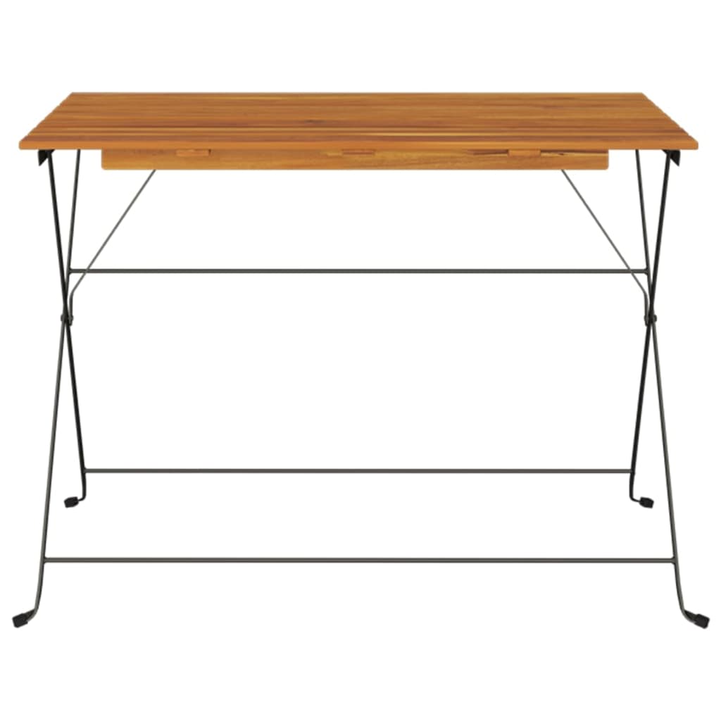 vidaXL Mesa de bistrô dobrável 100x54x71 cm acácia maciça e aço