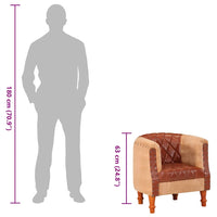 vidaXL Poltrona em couro genuíno e mangueira maciça castanho