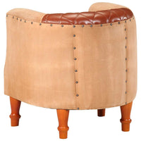 vidaXL Poltrona em couro genuíno e mangueira maciça castanho