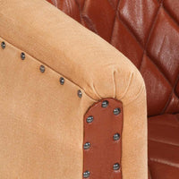 vidaXL Poltrona em couro genuíno e mangueira maciça castanho