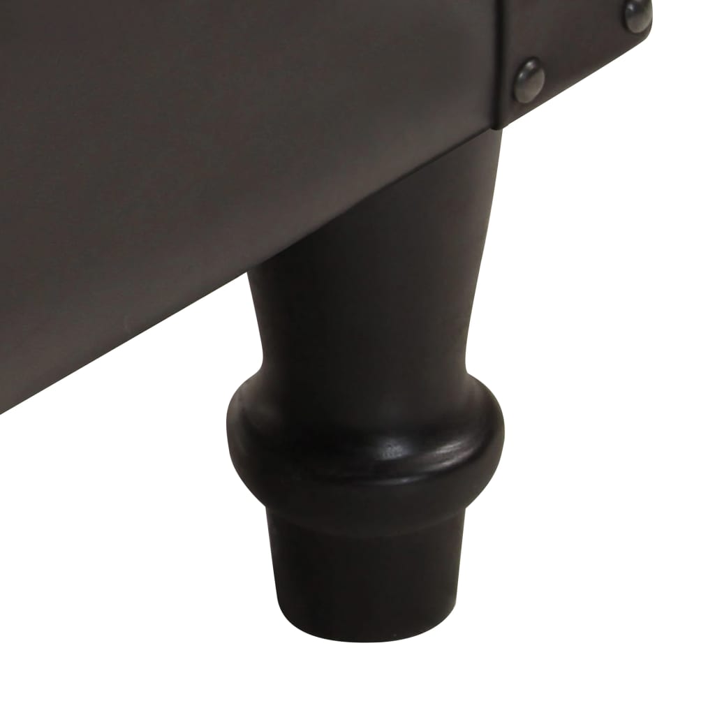 vidaXL Poltrona em couro genuíno e mangueira maciça preto