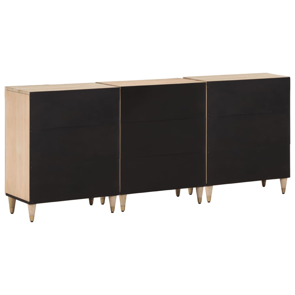 vidaXL Móveis de apoio 3 pcs 60x33x75 cm madeira de mangueira maciça