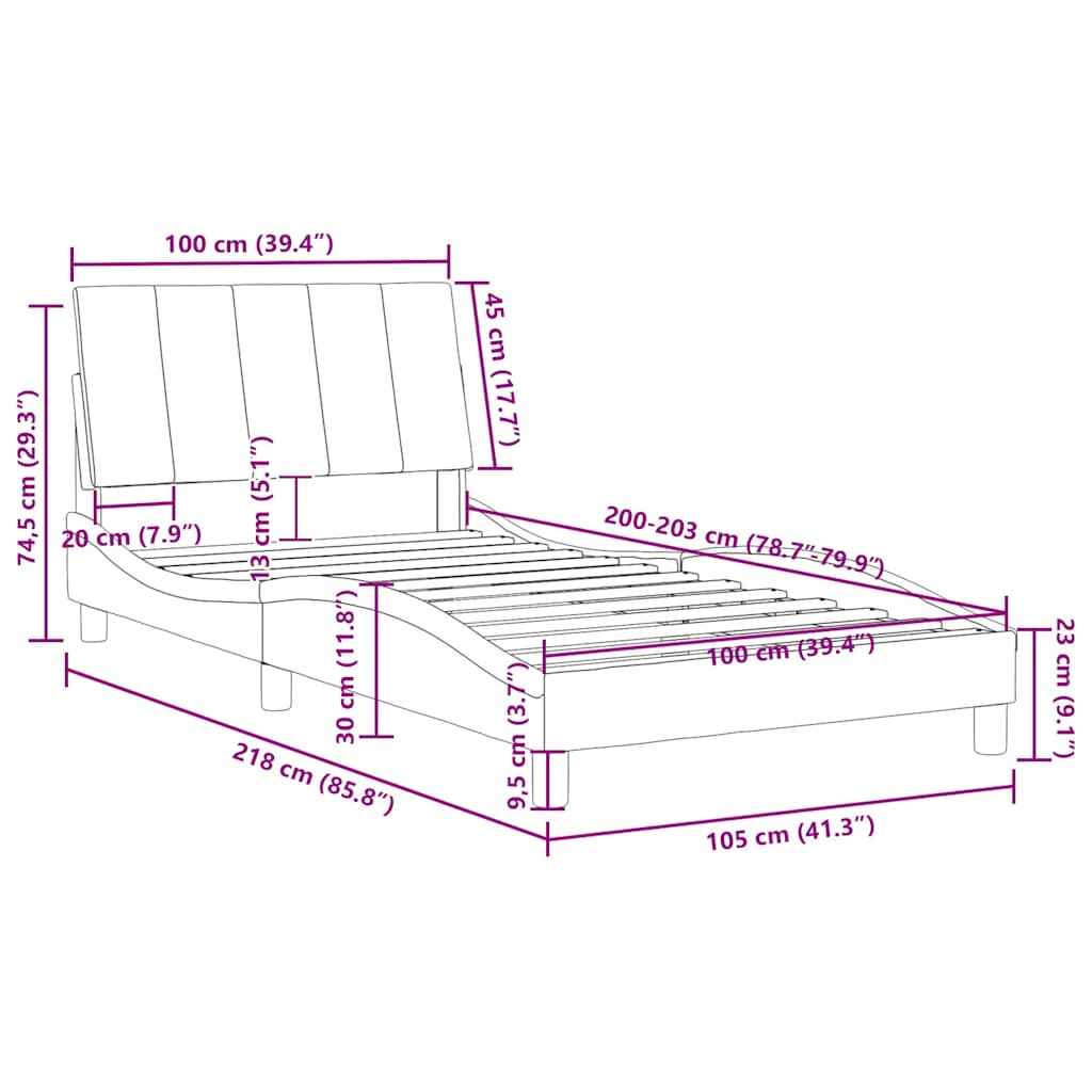 vidaXL Estrutura de cama sem colchão Hanko 100x203 cm veludo cinza-escuro