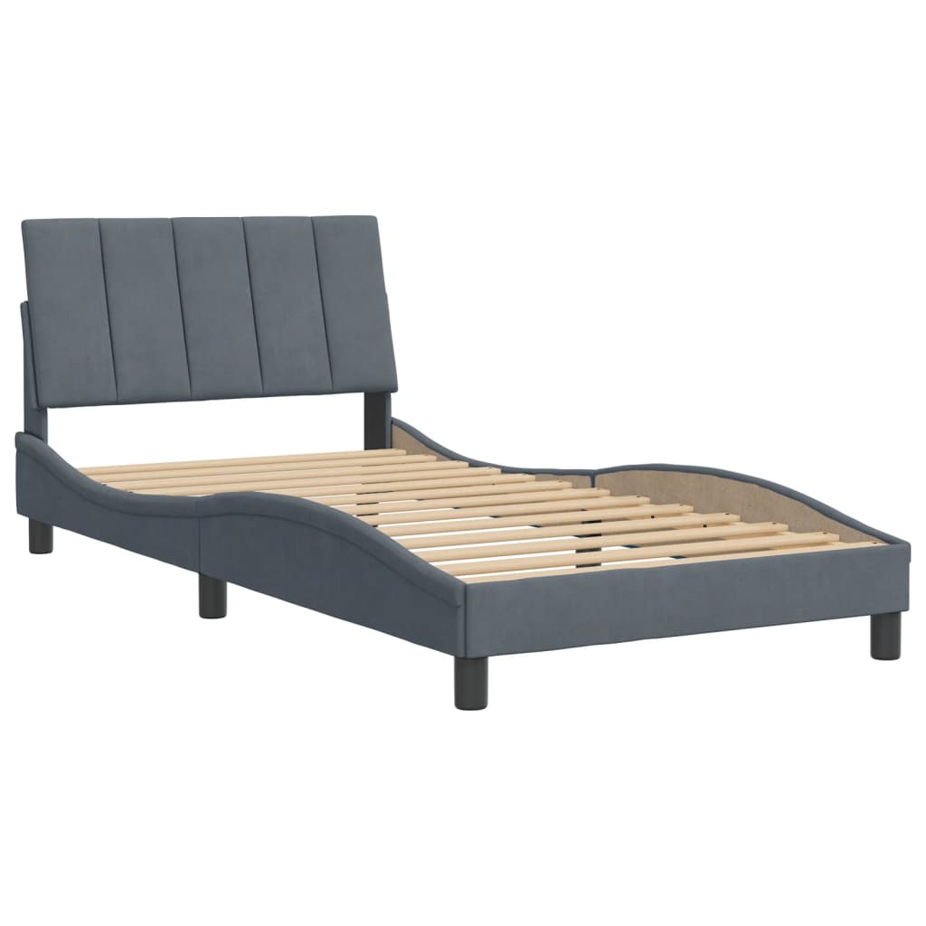 vidaXL Estrutura de cama sem colchão Hanko 100x203 cm veludo cinza-escuro