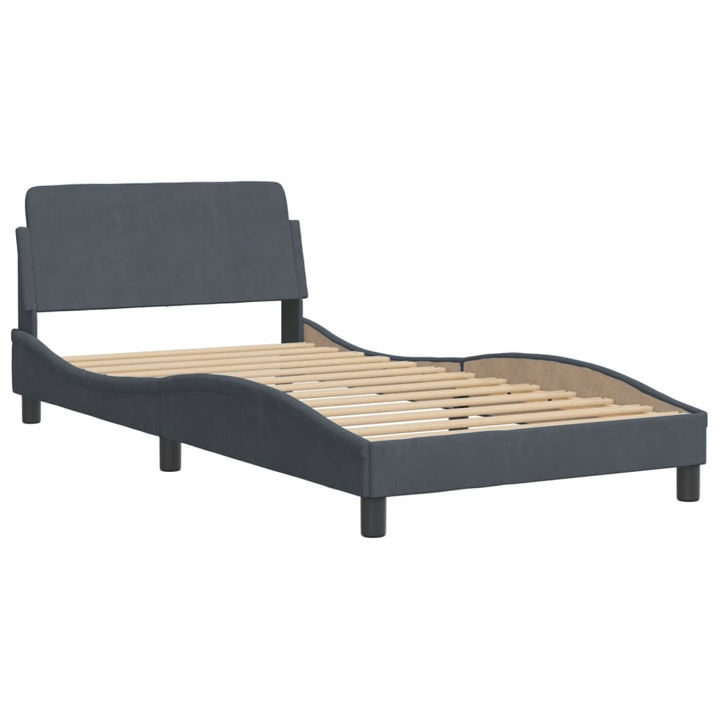 vidaXL Estrutura de cama sem colchão Hanko 100x203 cm veludo cinza-escuro
